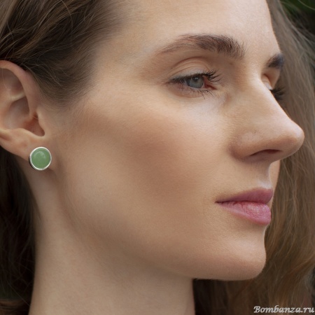 Пусеты Fiore Luna, GREEN AVENTURINE